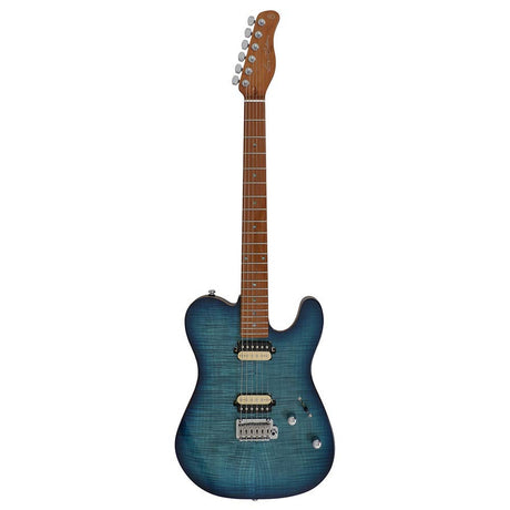 Sire Guitars T7FM/TBL electrische gitaar, T-style, elzen body, gevlamde esdoorn top, transparant blauw