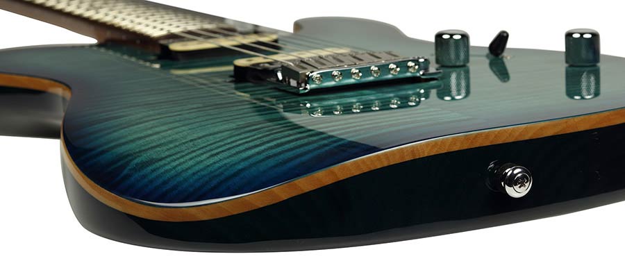 Sire Guitars T7FM/TBL electrische gitaar, T-style, elzen body, gevlamde esdoorn top, transparant blauw