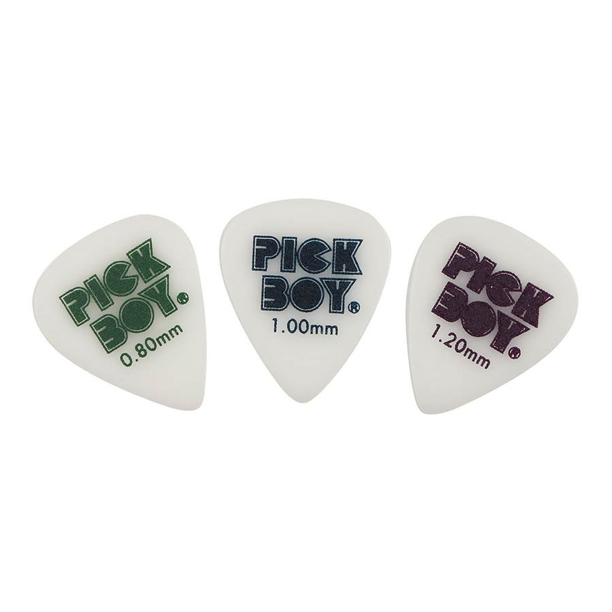 Pickboy GPSGWR-080 PolyAcetal picks met klassiek '70s Pickboy logo, 50-pack, 0.80 mm