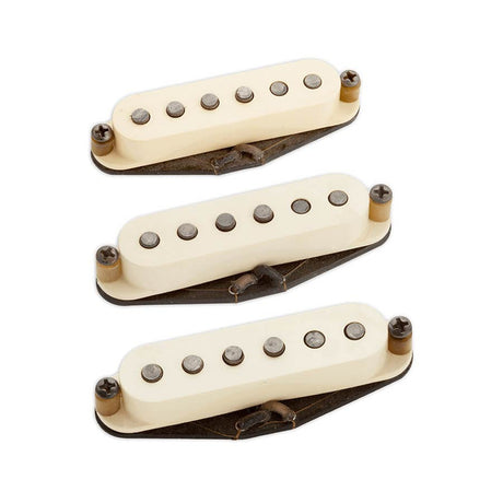 Seymour Duncan SD40612 Surfer Strat set voor ST, drie Antiquity II Surfer Staggered pickups, verouderde witte kappen