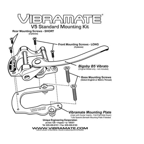 Allparts TP3740L02 Vibramate® Bigsby® V5 Adapter voor Linkshandige Gitaristen - Goud