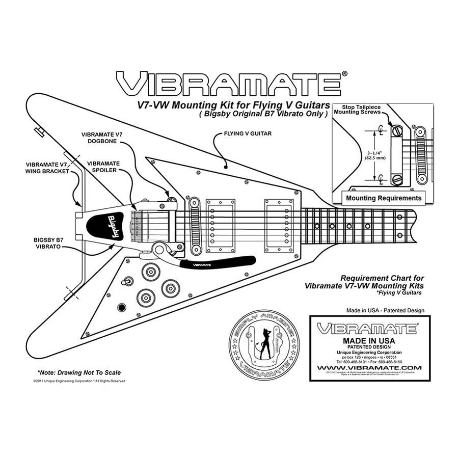 Vibramate V7-VW voor Bigsby B7 op Flying V-gitaren