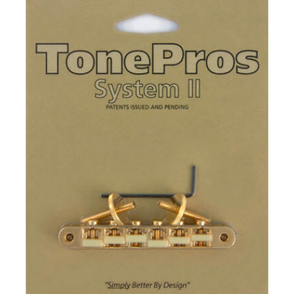 TonePros AVR2G-G AVR2G tune-o-matic bridge, for USA guitars, G Formula saddles, gold