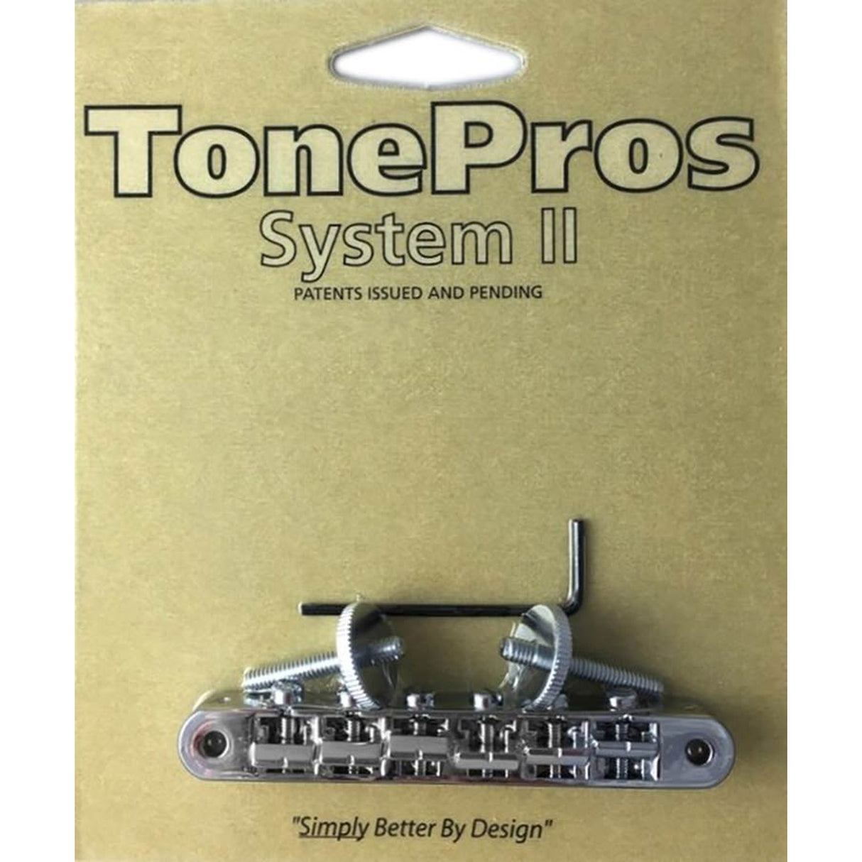 TonePros AVR2P-CH AVR2P tune-o-matic bridge with pre-notched saddles, for USA guitars, chrome