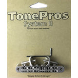 TonePros AVR2P-N AVR2P tune-o-matic bridge with pre-notched saddles, for USA guitars, nickel