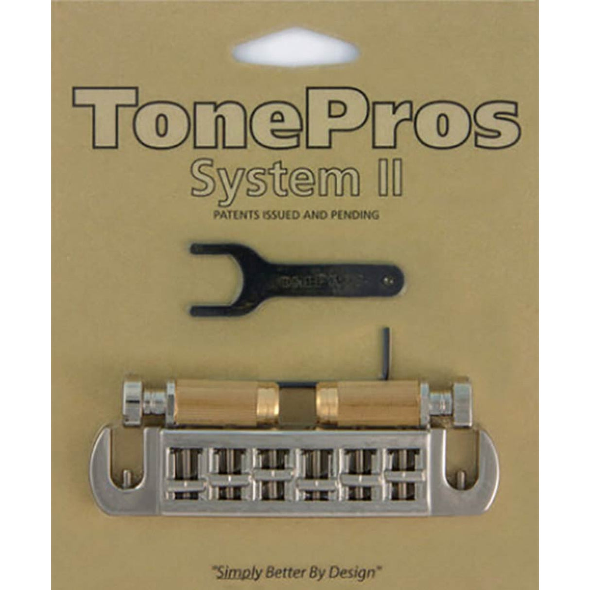 TonePros AVT2G-N AVT2G wraparound bridge, for USA guitars, nickel