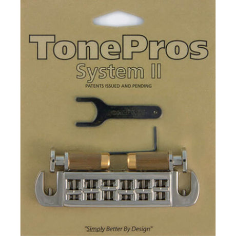 TonePros AVT2M-N AVT2M wraparound bridge, metric/for import guitars, nickel