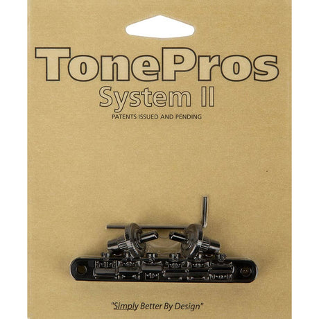 TonePros NVR2-BK NVR2 tune-o-matic bridge, for USA guitars, black