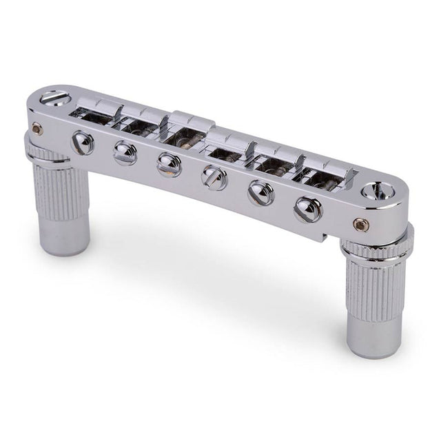 TonePros ALTOM-CH aluminum tune-o-matic bridge, metric/for import guitars, bell brass saddles, chrome