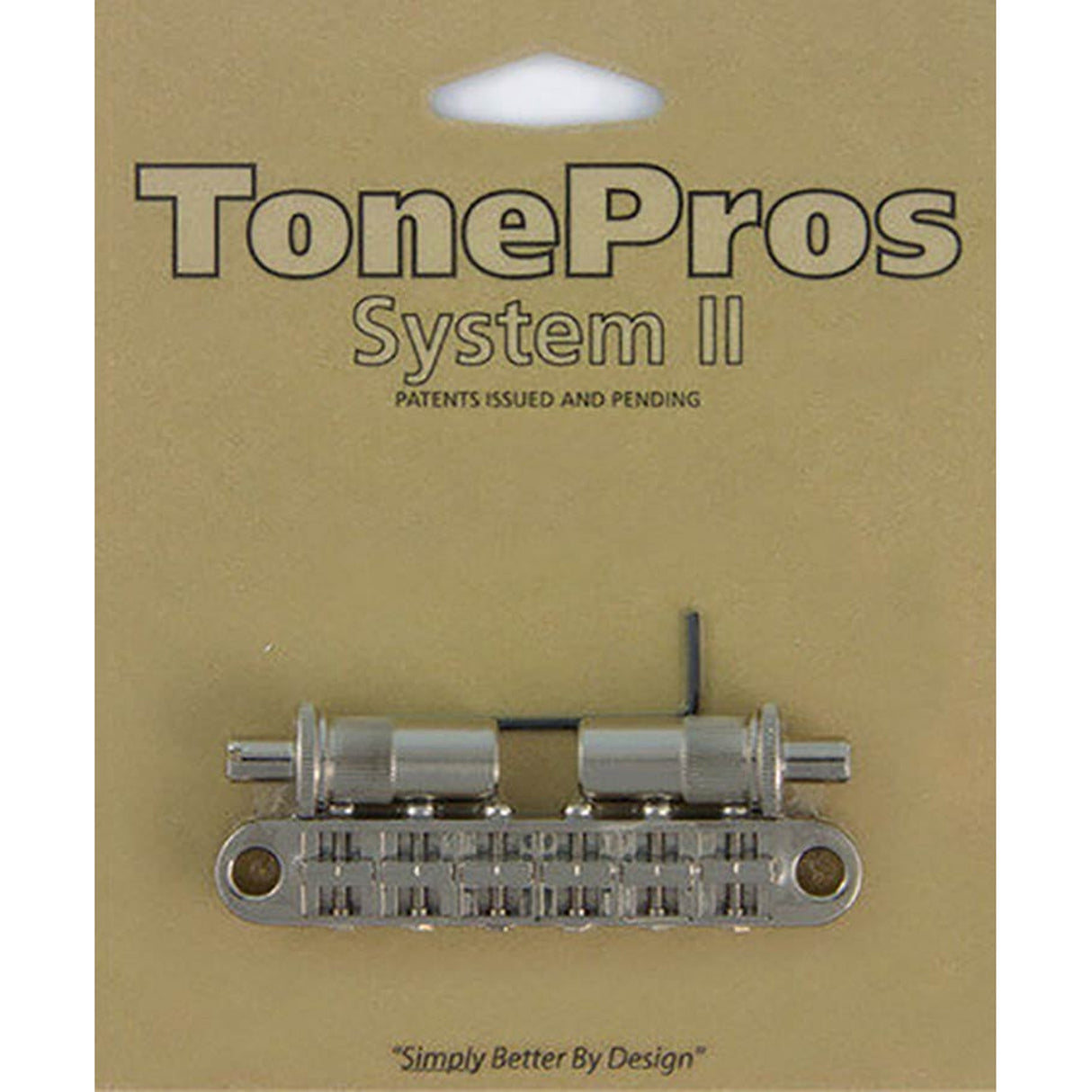 TonePros ALTOM-N aluminum tune-o-matic bridge, metric/for import guitars, bell brass saddles, nickel