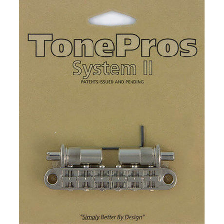 TonePros ALTOM-N aluminum tune-o-matic bridge, metric/for import guitars, bell brass saddles, nickel