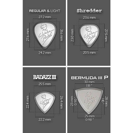 ChickenPicks 7-VAR2-CP variatieset klein 7 verschillende gitaarpicks