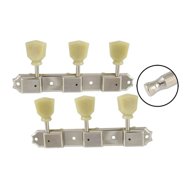 Allparts TK0708001 Gotoh vintage deluxe style 3x3 keys on a strip, 70 mm, keystone buttons, nickel, 2pcs