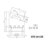 Gotoh GTC-ART03C bridge for e-guitar, Teaser, pitch 10.8mm, brass "In-tune" saddles, chrome