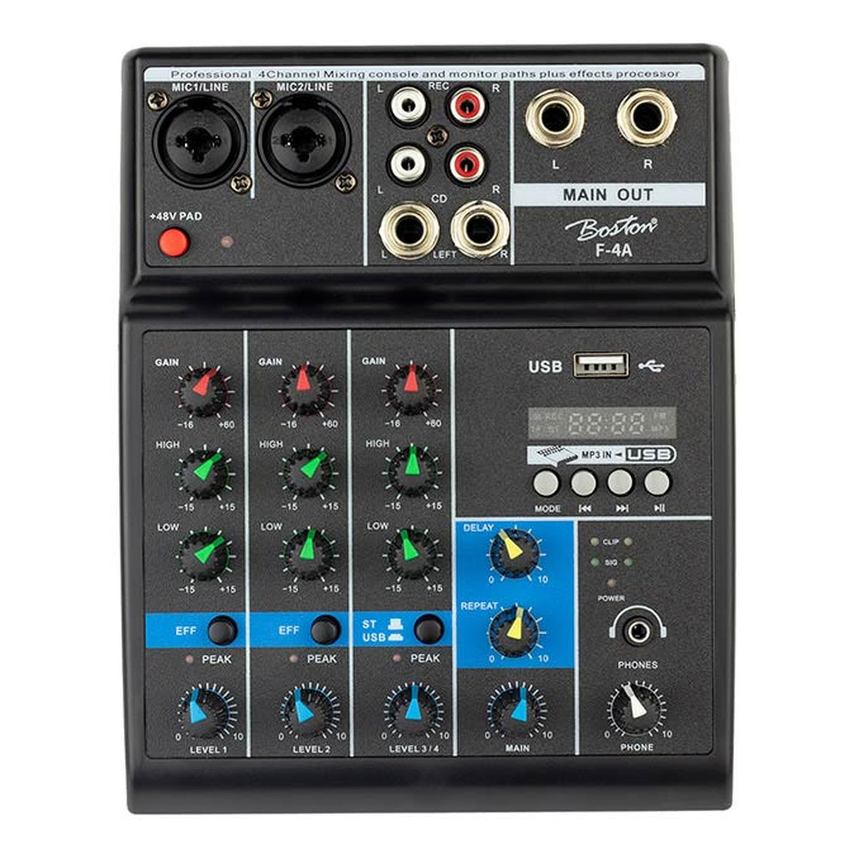 Boston F-4A Mengpaneel 2 mono + 2 stereo inputs