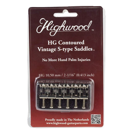 Highwood HG105-NI Contoured Vintage S-Style Brugzadels 10,5 mm – Nickel Set van 6