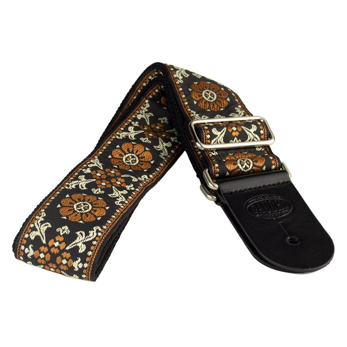 Gaucho GST-195-02 gitaarband, 2” jacquard weefsel, leren slips, veel kleuren