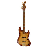 Sire Basses V10 DX4/TS Swamp ash + gevlamd esdoorn 4-snarige actieve basgitaar tobacco sunburst, met koffer