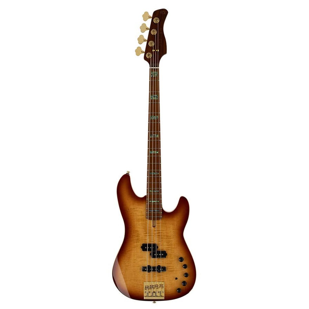 Sire Basses P10 DX4/TS Swamp ash + gevlamd esdoorn 4-snarige actieve basgitaar tobacco sunburst, met harde koffer