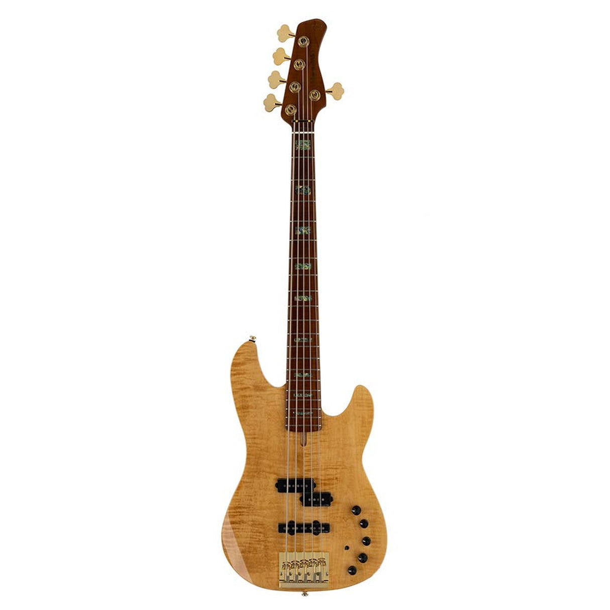 Sire Basses P10 DX5/NT Swamp ash + gevlamd esdoorn 5-snarige actieve basgitaar natuurlijk, met harde koffer