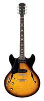 Sire Guitars H7VL/VS Linkshandige elektrische archtop gitaar met P90s vintage sunburst