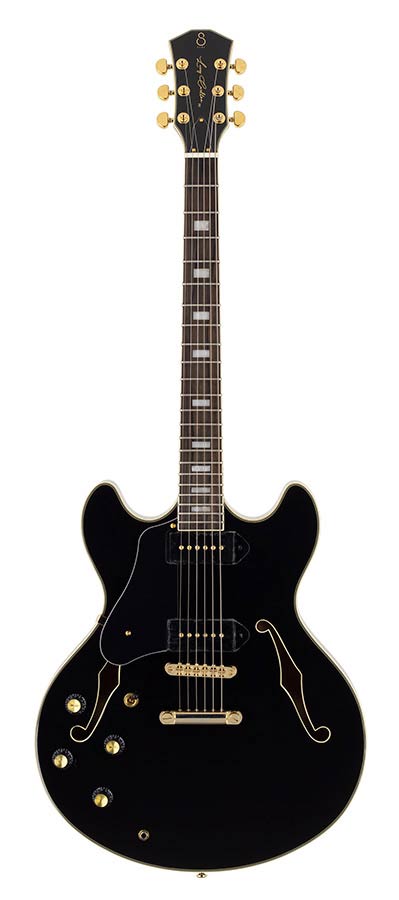 Sire Guitars H7VL/BK Linkshandige elektrische archtop gitaar met P90s zwart