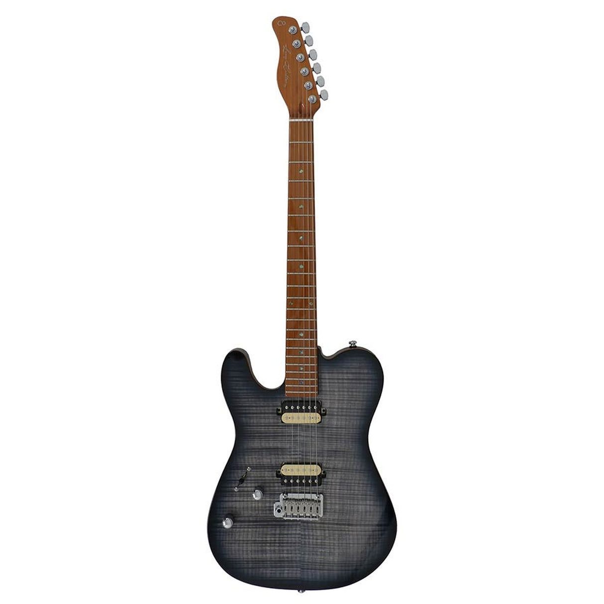 Sire Guitars T7FML/TBK Linkshandige elektrische gitaar T-stijl gevlamd esdoorn bovenblad transparant zwart