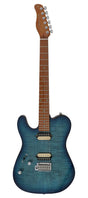 Sire Guitars T7FML/TBL Linkshandige elektrische gitaar T-stijl gevlamd esdoorn bovenblad transparant blauw