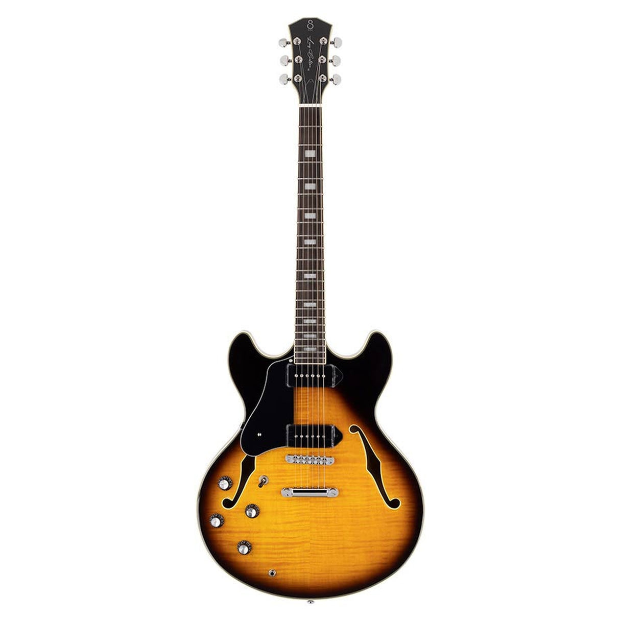 Sire Guitars H7VL/VS Linkshandige elektrische archtop gitaar met P90s vintage sunburst