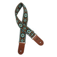 Gaucho GST-1180-3 gitaarband, 2” jacquard weefsel, bruine leren slips, bruine kleding leren achterkant, bruin/blauw