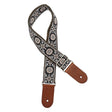 Gaucho GST-1180-5 gitaarband, 2” jacquard weefsel, bruine leren slips, bruine kleding leren achterkant, geel/zwart