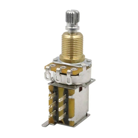 Hosco Japan H-PPUSH250A 250K DPDT push-push audio taper potentiometer, 10mm bushing M9,5 3/8" , metric or imperial knobs