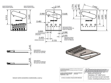 Hipshot HS4410046B Telecaster Retrofit Brug – 6 Zadels Zwart