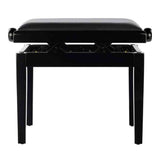 Boston PB2/2025 pianobank Deluxe – verstelbare zitting, dubbelkruis, hoogglans zwart met skai bekleding