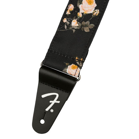 Fender 990638006 2" gitaarband, bloemen polyester keperstof, zwart