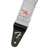 Fender 990638043 2" gitaarband, bloemen polyester keperstof, grijs