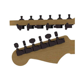 Hipshot HS6K1EN0BST Gitaar tuner upgrade kit, 6 inline classic, closed zwart staggered