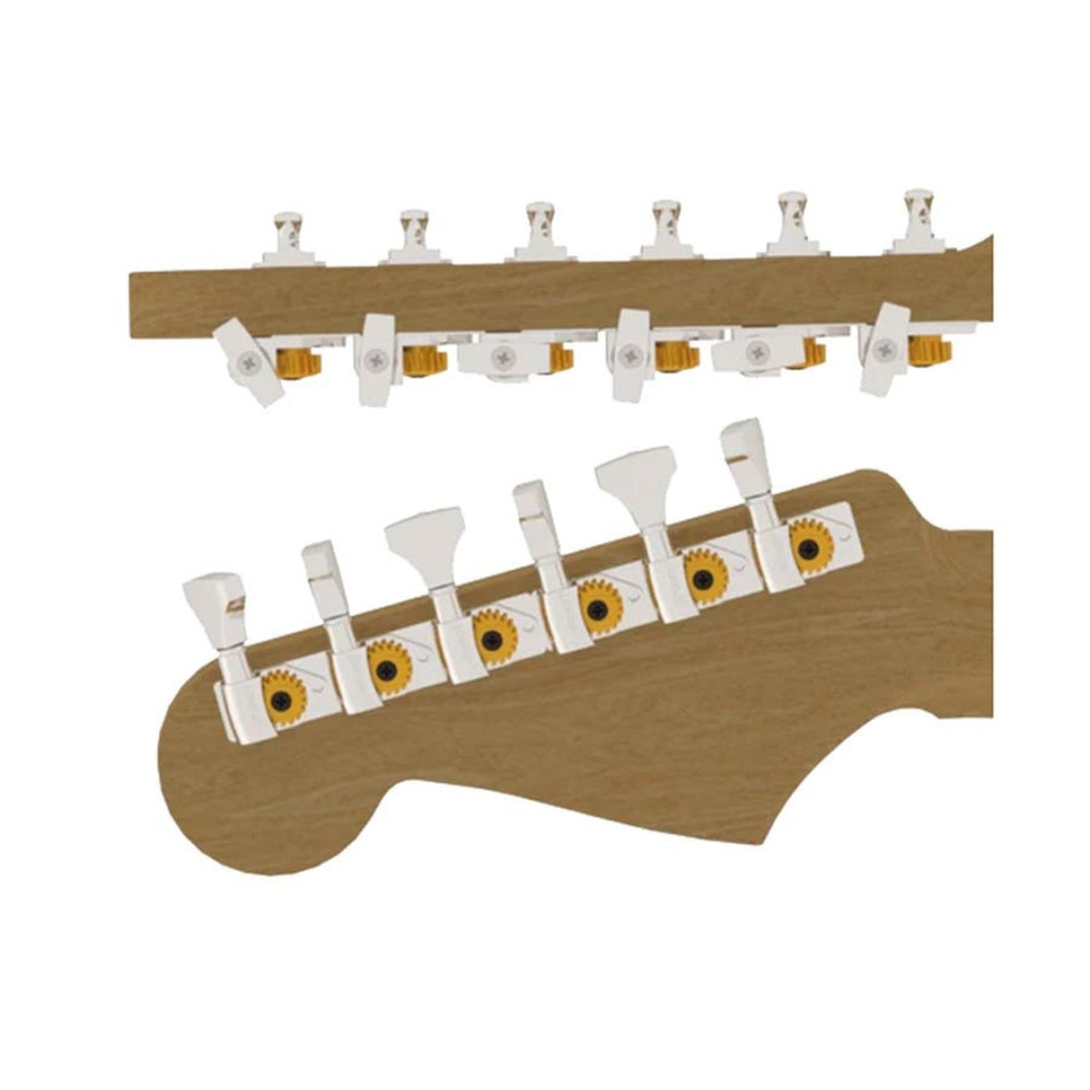 Hipshot HS6K1GN0NST guitar tuner upgrade kit, 6 in line classic, open nickel staggered