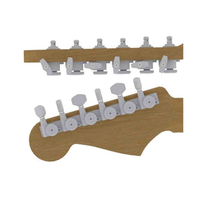 Hipshot HS6K1VEL0SS Vintage gitaar tuner upgrade kit, 6 inline Grip-Lock, closed satin staggered