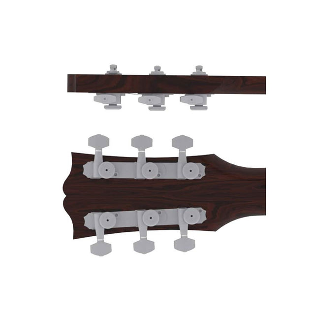 Hipshot HS6K2EL0S guitar tuner upgrade kit, 3+3 Grip-Lock, closed satin