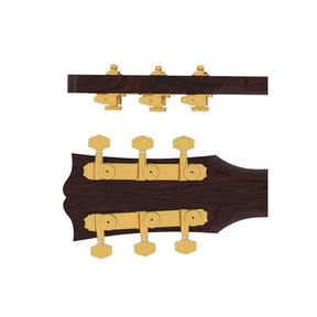 Hipshot HS6K2VEL0G Vintage gitaar tuner upgrade kit, 3 + 3 Grip-Lock, closed goud
