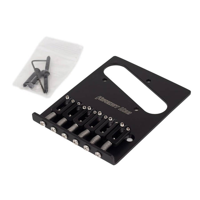 Hipshot HS4410046B Telecaster retrofit bridge, 4 hole 6 saddles, black