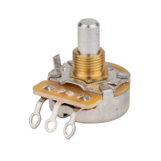 CTS USA CTS250-A77 potentiometer, short .250" bushing for pg mount, 3/8" diam. dished back, 250K vint. taper solid sha