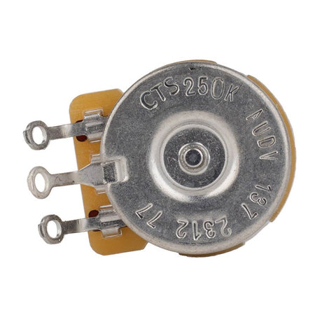 CTS USA CTS250-A77 potentiometer, short .250" bushing for pg mount, 3/8" diam. dished back, 250K vint. taper solid sha