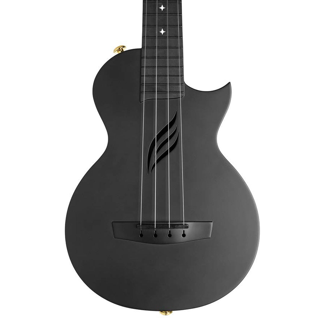 Cascha HH 2258 Zwarte Carbon Fiber concert ukulele met softcase