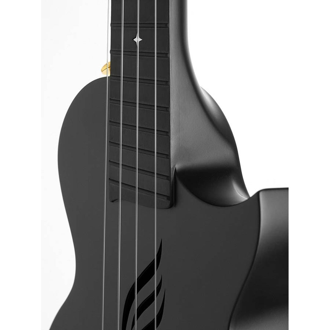 Cascha HH 2258 Zwarte Carbon Fiber concert ukulele met softcase