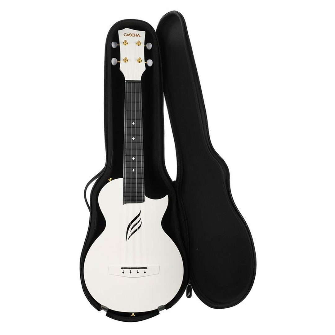 Cascha HH 2286 Witte Carbon Fiber concert ukulele met softcase