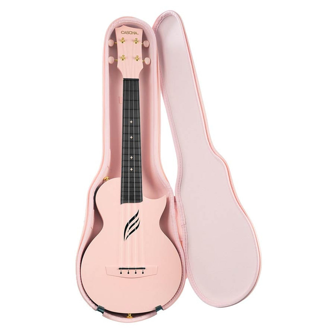 Cascha HH 2288 Roze Carbon Fiber concert ukulele met softcase