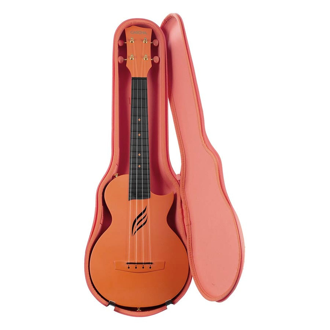 Cascha HH 2289 Oranje Carbon Fiber concert ukulele met softcase