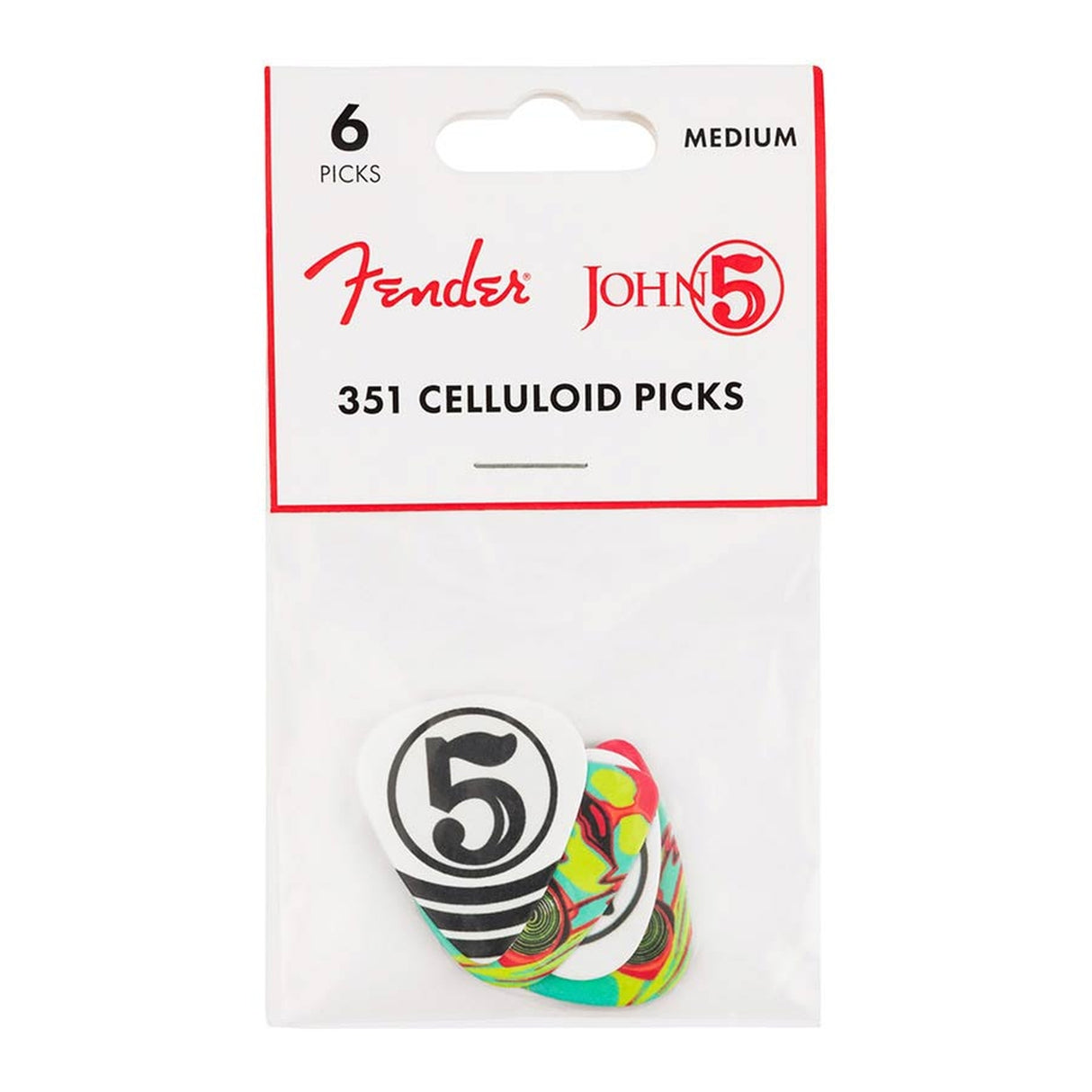 Fender 1980351049 John 5 picks, 351 vorm, celluloid, 6-pack